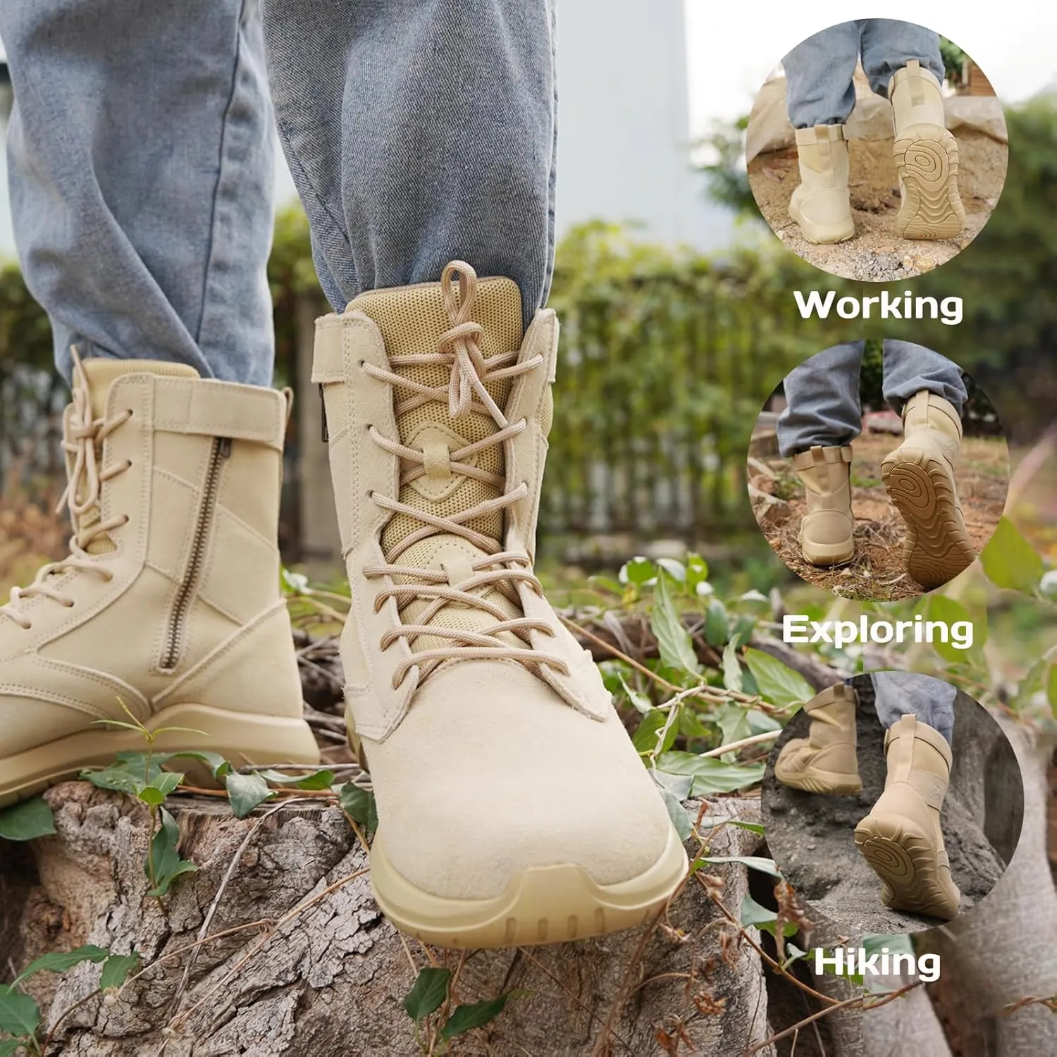 Soulsfeng Tactical Boots for Men and Women Lightweight Sneaker Boots Work Hiking Military Booties