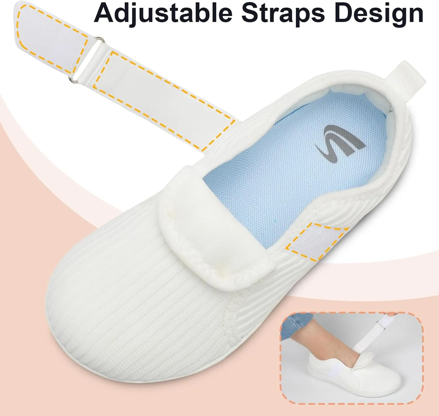 Spesoul Wide Womens Walking Shoes Adjustable Diabetic Shoes Breathable Zero Drop Barefoot Shoe Neuropathy Edema Nursing Shoe Wide Width Sneakers