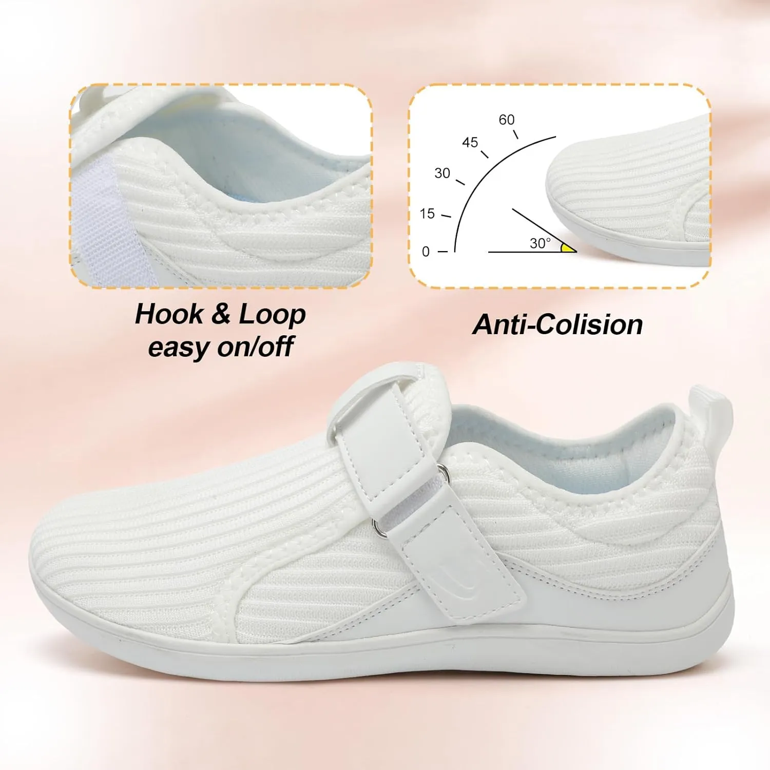 Spesoul Wide Womens Walking Shoes Adjustable Diabetic Shoes Breathable Zero Drop Barefoot Shoe Neuropathy Edema Nursing Shoe Wide Width Sneakers
