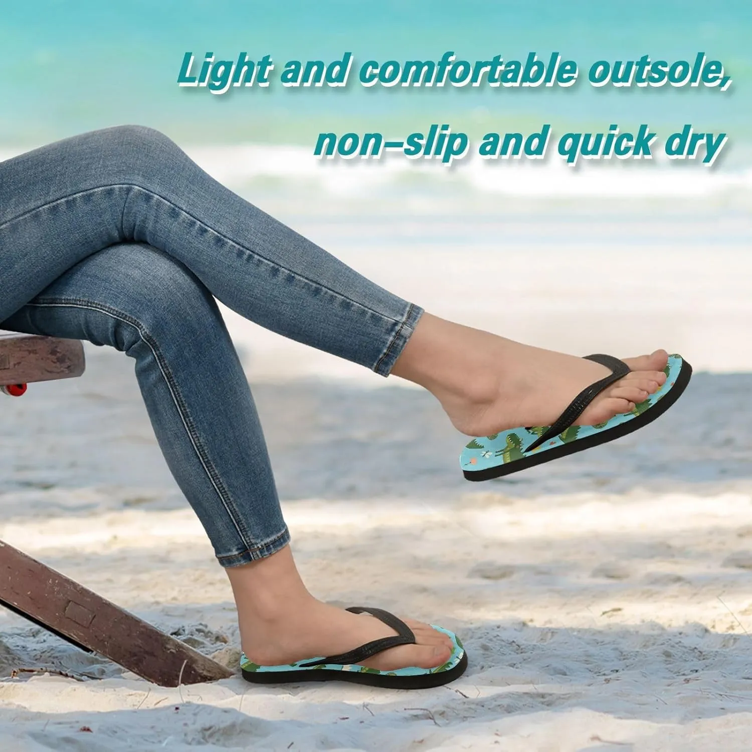 SPRIPORT Frogs Crocodiles Blue Slim Flip Flops for Women Men Comfortable Casual Thong Cushion Sandals with Non-Slip Rubber Sole Outdoor Sandals for Beach Summer Walking