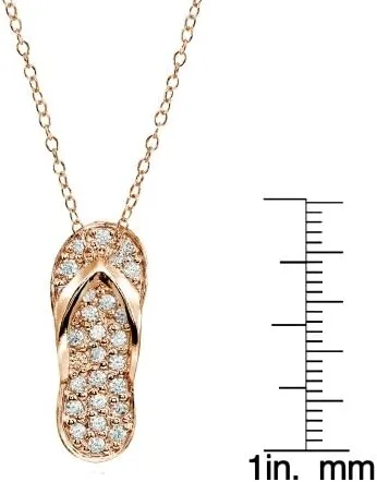 Sterling Silver Cubic Zirconia Flip-Flop Beach Sandal Necklace