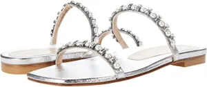 Stuart Weitzman Aleena Shine Flat Silver 6.5 M