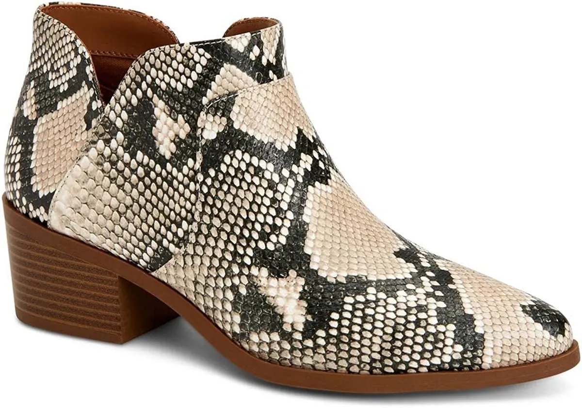 Style & Co. Womens Vidyaa Faux Leather Ankle Boots Black-Ivory 6.5 Medium (B,M)