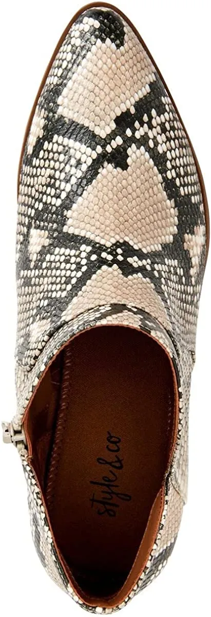 Style & Co. Womens Vidyaa Faux Leather Ankle Boots Black-Ivory 6.5 Medium (B,M)