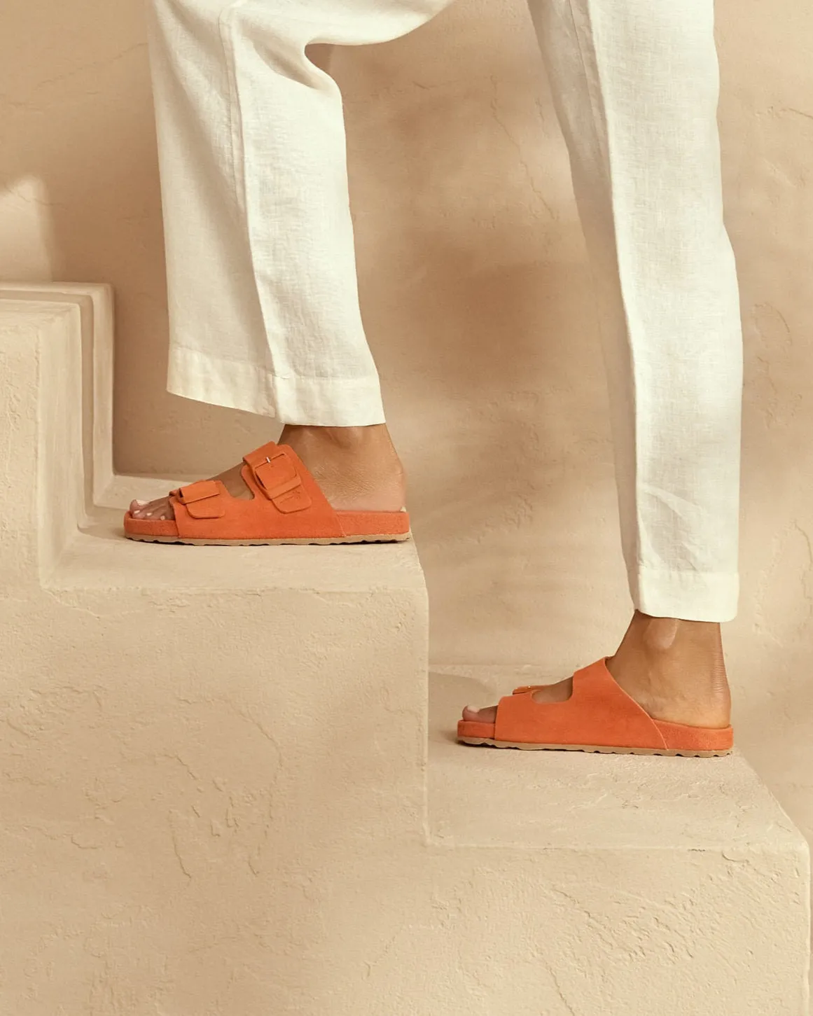 Suede Traveler Nordic Sandals - R38RT - Hamptons Sunset Orange
