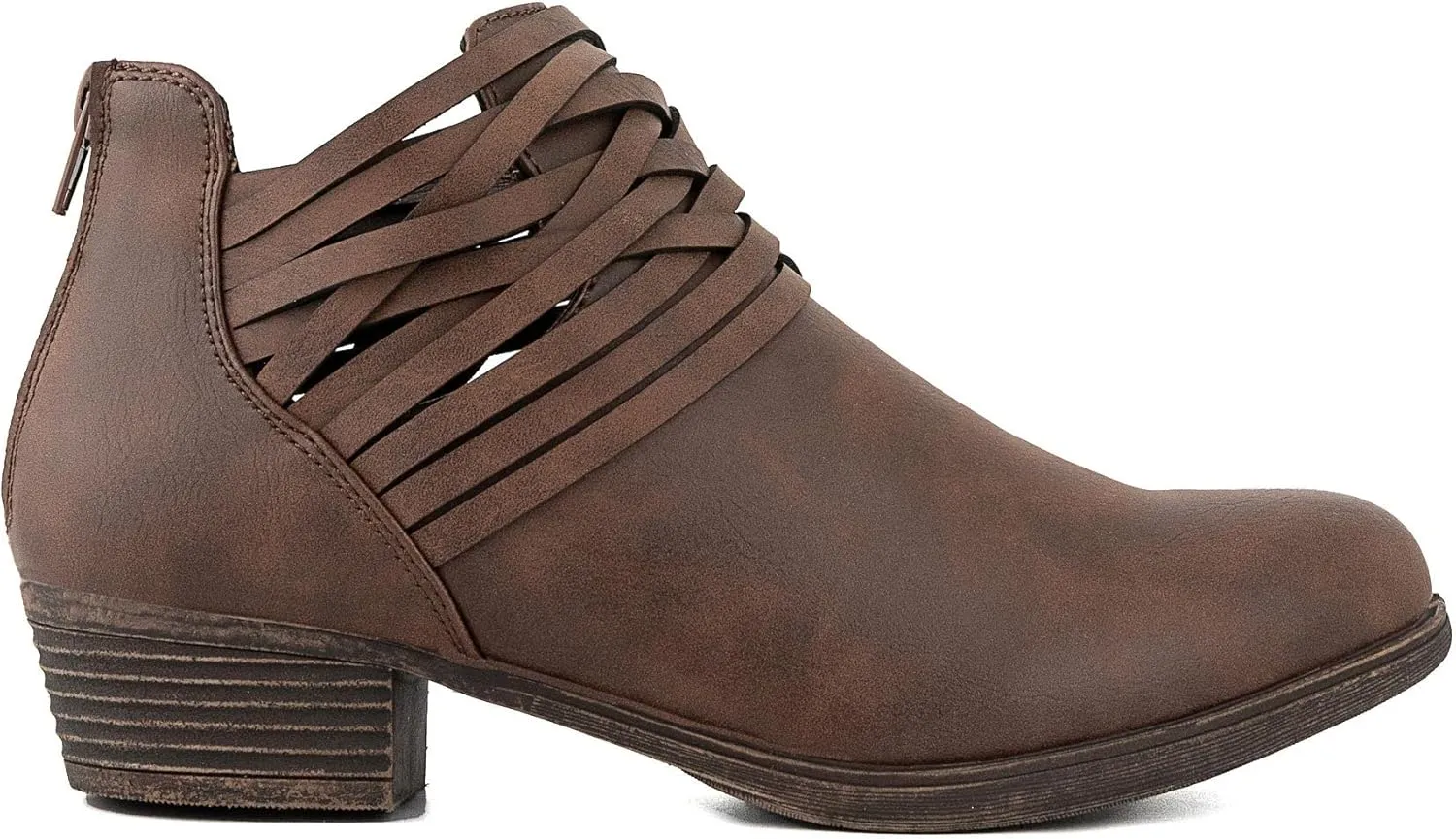 Sugar Women's Rhett Casual Boho Short Ankle Bootie with Criss Cross Straps Boot