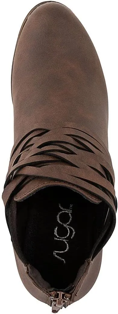 Sugar Women's Rhett Casual Boho Short Ankle Bootie with Criss Cross Straps Boot