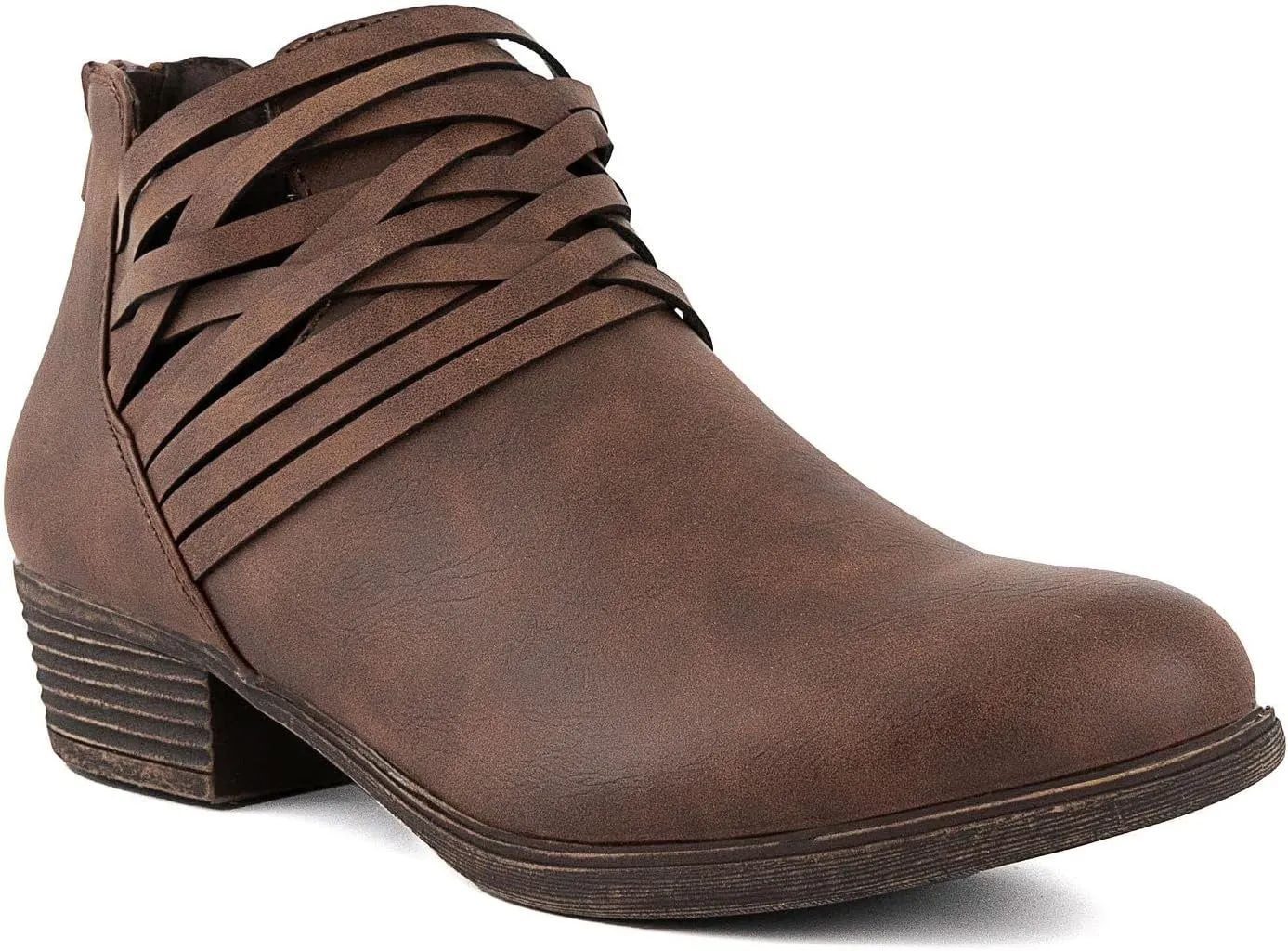 Sugar Women's Rhett Casual Boho Short Ankle Bootie with Criss Cross Straps Boot