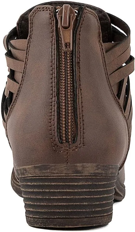 Sugar Women's Rhett Casual Boho Short Ankle Bootie with Criss Cross Straps Boot