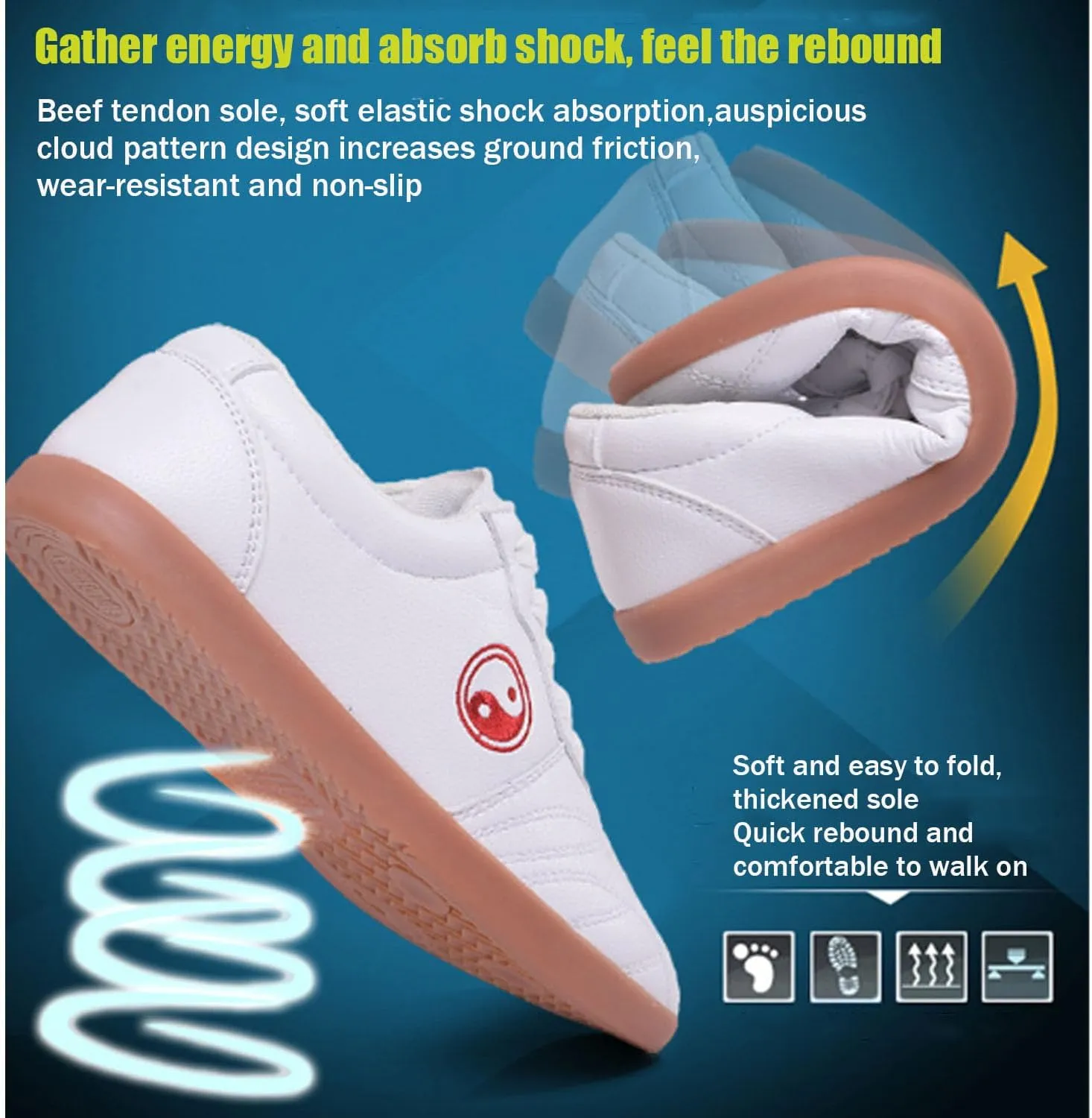 Tai Chi Shoes for Men Non Slip Martial Arts Shoes Women Leather Tai Chi Kung Fu Training Shoes,Taekwondo Shoes,Kung Fu Shoes(Size:45EU/9.5 US,Color:Black)