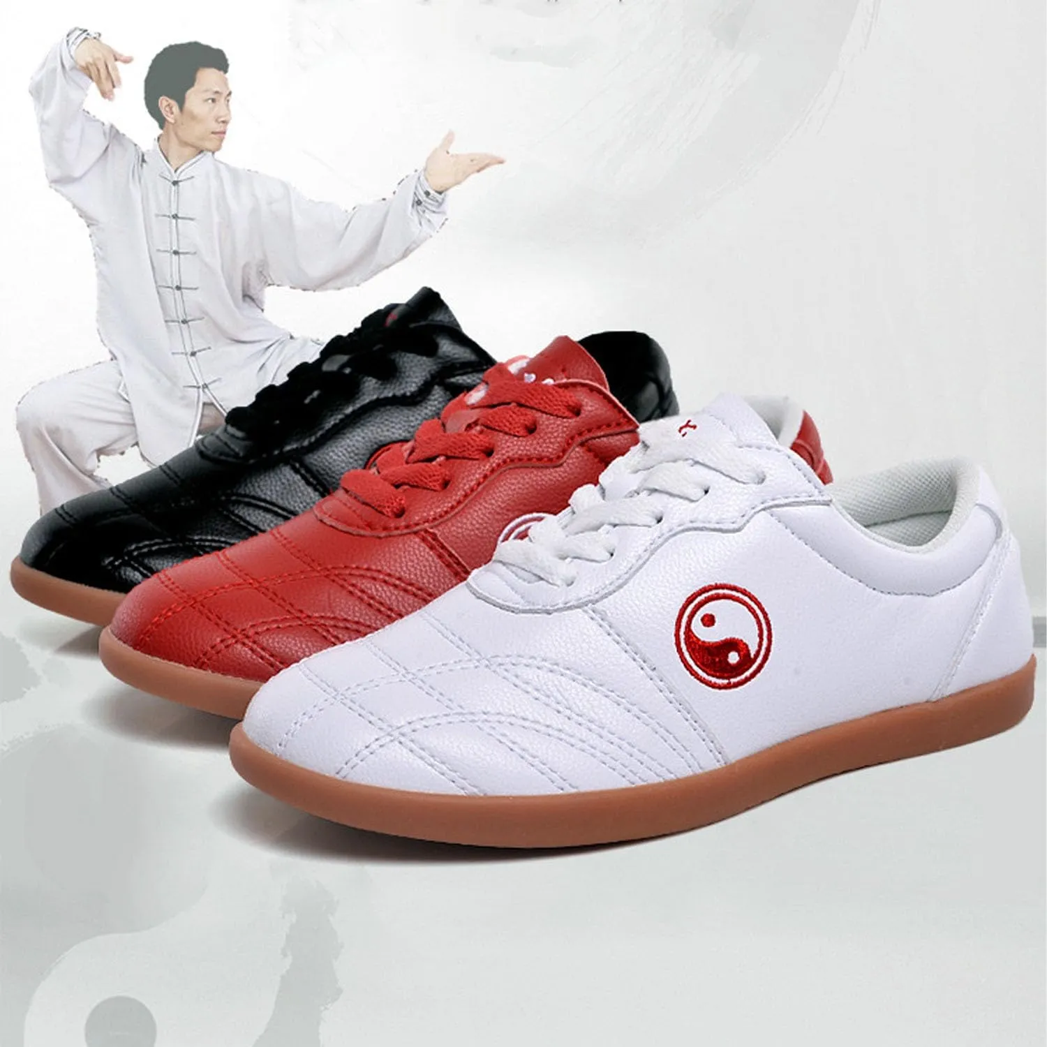 Tai Chi Shoes for Men Non Slip Martial Arts Shoes Women Leather Tai Chi Kung Fu Training Shoes,Taekwondo Shoes,Kung Fu Shoes(Size:45EU/9.5 US,Color:Black)
