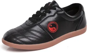 Tai Chi Shoes for Men Non Slip Martial Arts Shoes Women Leather Tai Chi Kung Fu Training Shoes,Taekwondo Shoes,Kung Fu Shoes(Size:45EU/9.5 US,Color:Black)