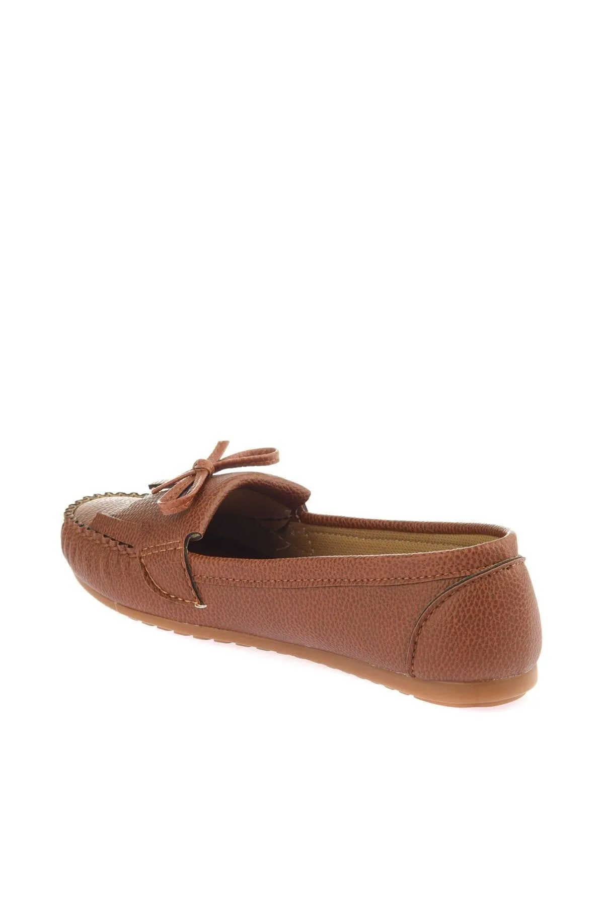 Tan Bow Women Loafer Shoes