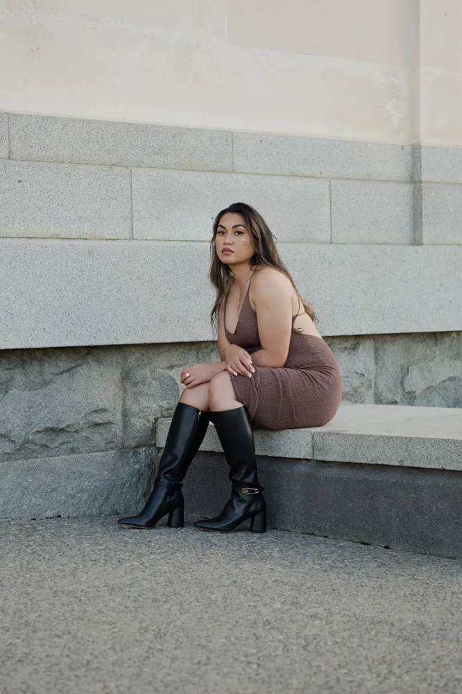 Tess Gold Pin long boot WIDE