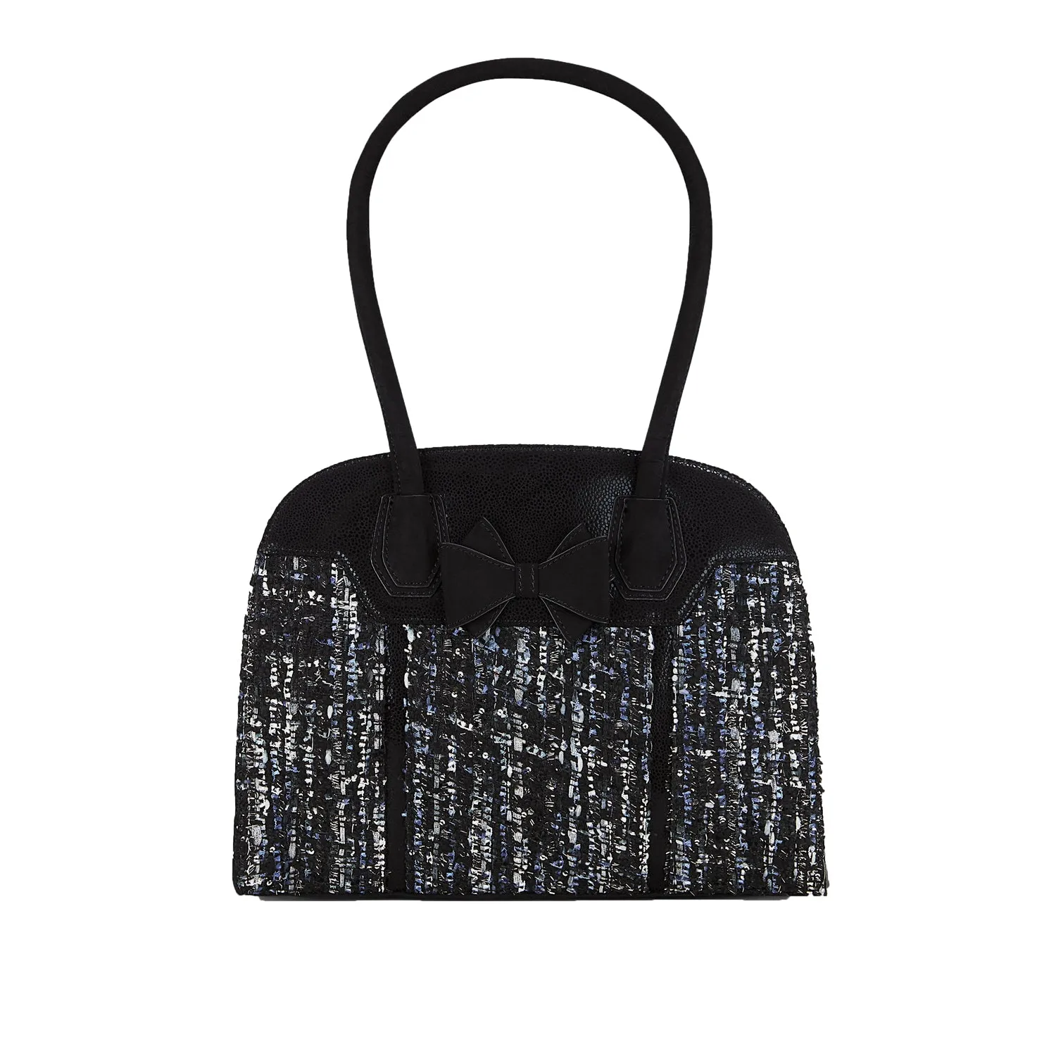 Thalia Black Tweed Low Heel Court Shoes & Matching Kobe Bag by Ruby Shoo