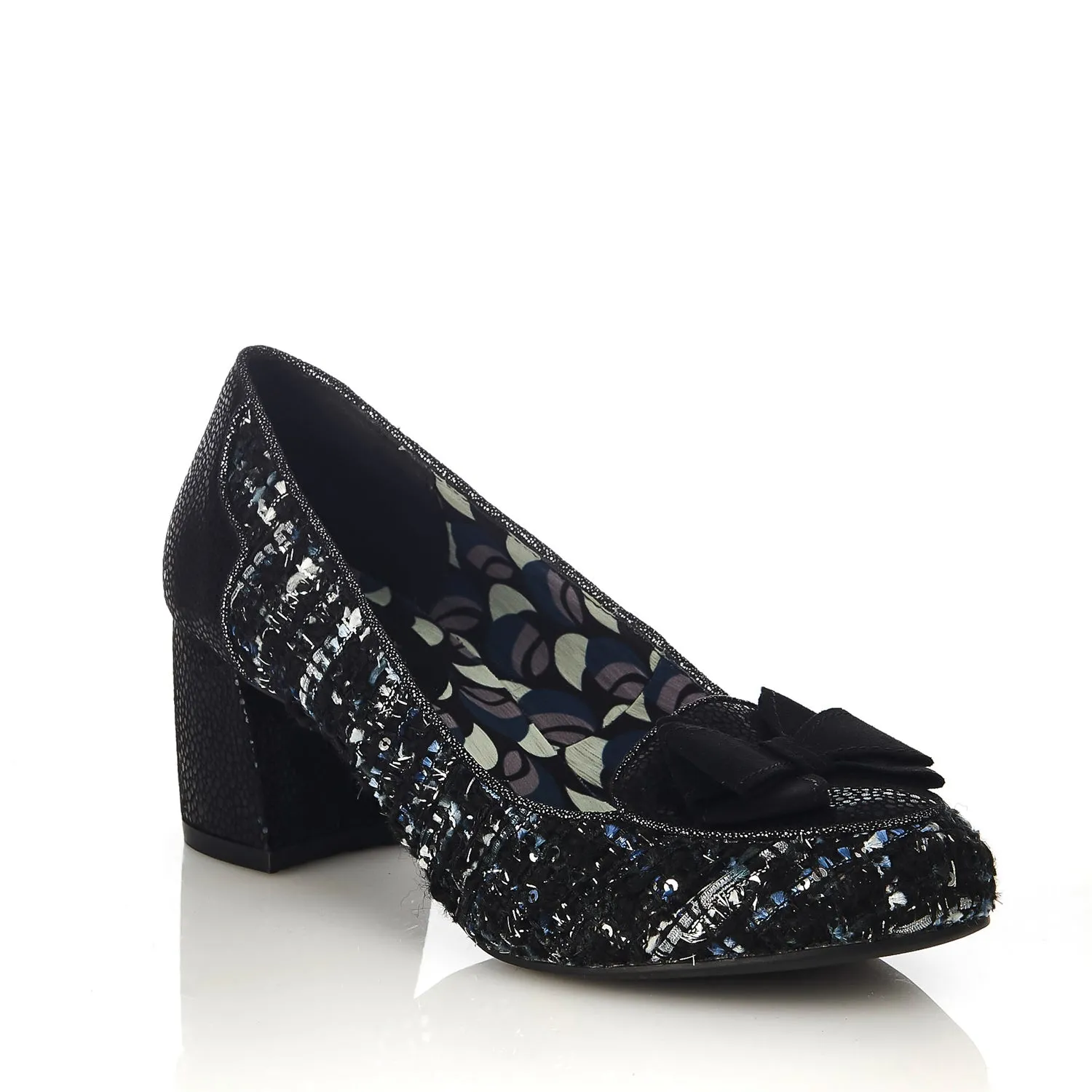 Thalia Black Tweed Low Heel Court Shoes & Matching Kobe Bag by Ruby Shoo