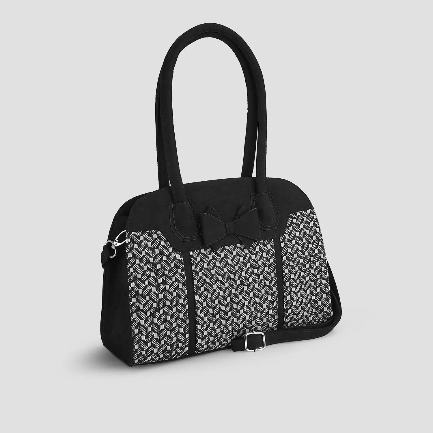 Thalia Black Tweed Low Heel Court Shoes & Matching Kobe Bag by Ruby Shoo