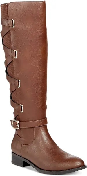 Thalia Sodi Womens Veronika Fabric Closed Toe Knee High, Cognac, Size 6.5