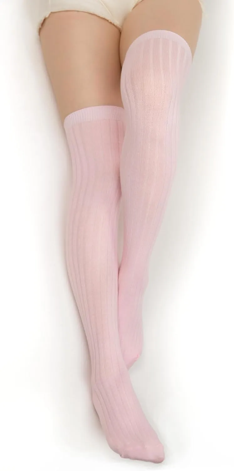Thigh-High Socks | Womens Striped Cotton Thigh High Tube Sock | Over Knee Boot Socks