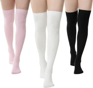 Thigh-High Socks | Womens Striped Cotton Thigh High Tube Sock | Over Knee Boot Socks