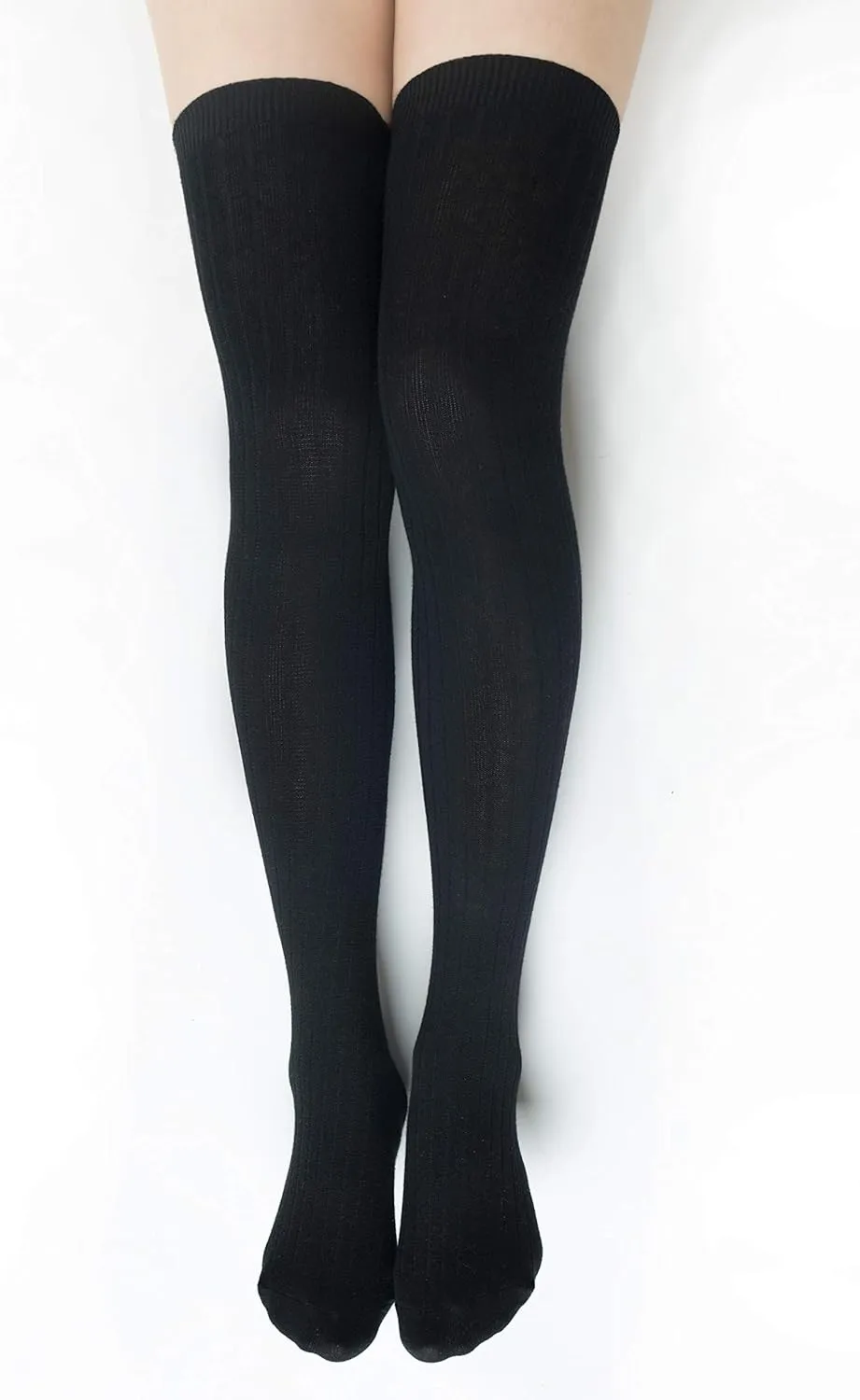 Thigh-High Socks | Womens Striped Cotton Thigh High Tube Sock | Over Knee Boot Socks