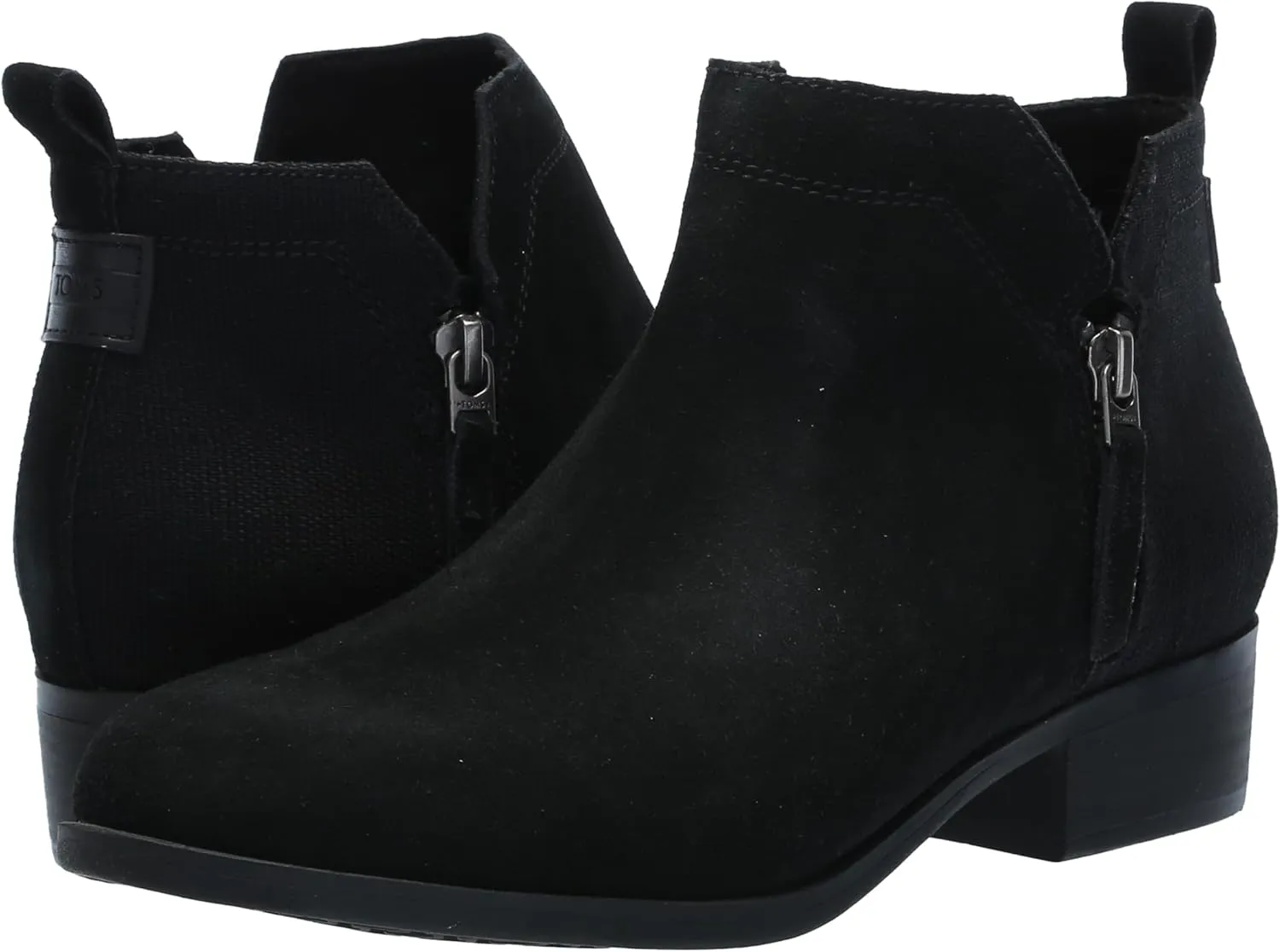 TOMS Women's Dahlia Ankle Boots, Low Heel – Dual Side Zipper Booties for Women