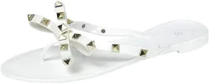 TOP Moda Womens Studded Jelly Flip Flops Sandals with Bow