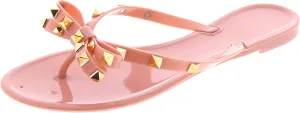 TOP Moda Womens Studded Jelly Flip Flops Sandals with Bow
