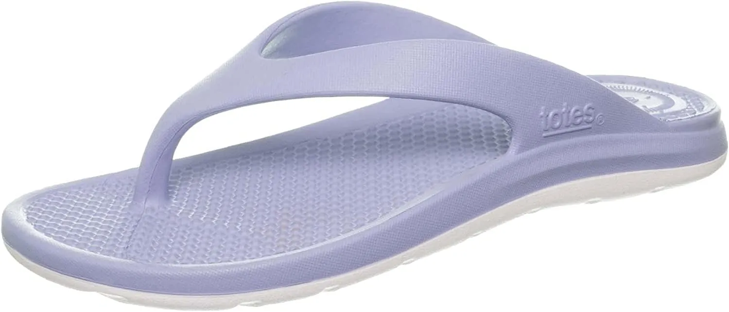 totes Women's Everywear Ara Thong Sandal, 2 Tone - Periwinkle With White Sole, 11