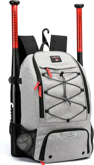 TUGUAN Baseball Bags for Adults Mens with Fence Hook, Laptop Compartment, Shoes Compartment & Glove Holder Portable Youth Boys Softball Backpack Coaches Catchers Team Equipment Gear Bags