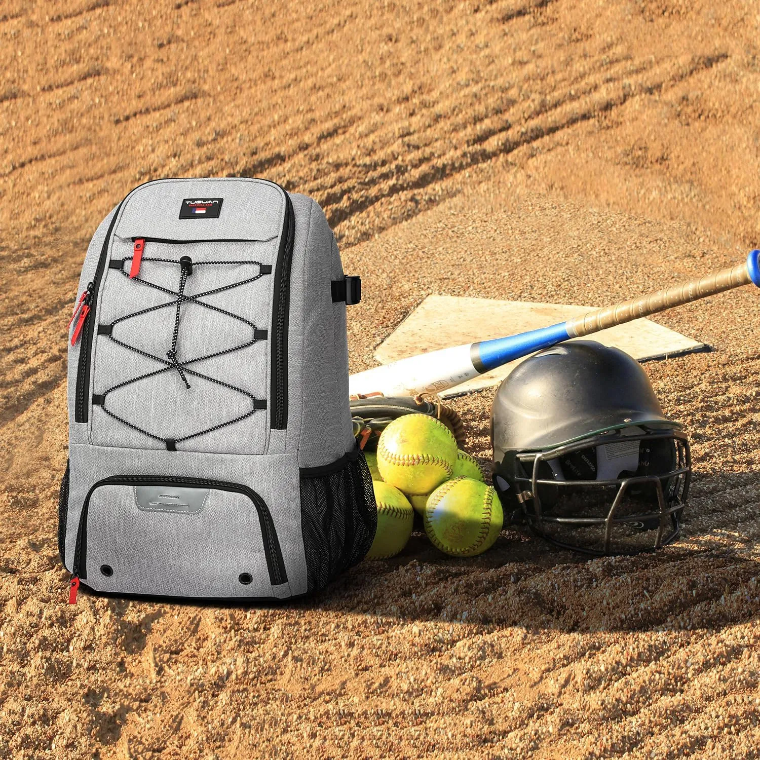 TUGUAN Baseball Bags for Adults Mens with Fence Hook, Laptop Compartment, Shoes Compartment & Glove Holder Portable Youth Boys Softball Backpack Coaches Catchers Team Equipment Gear Bags