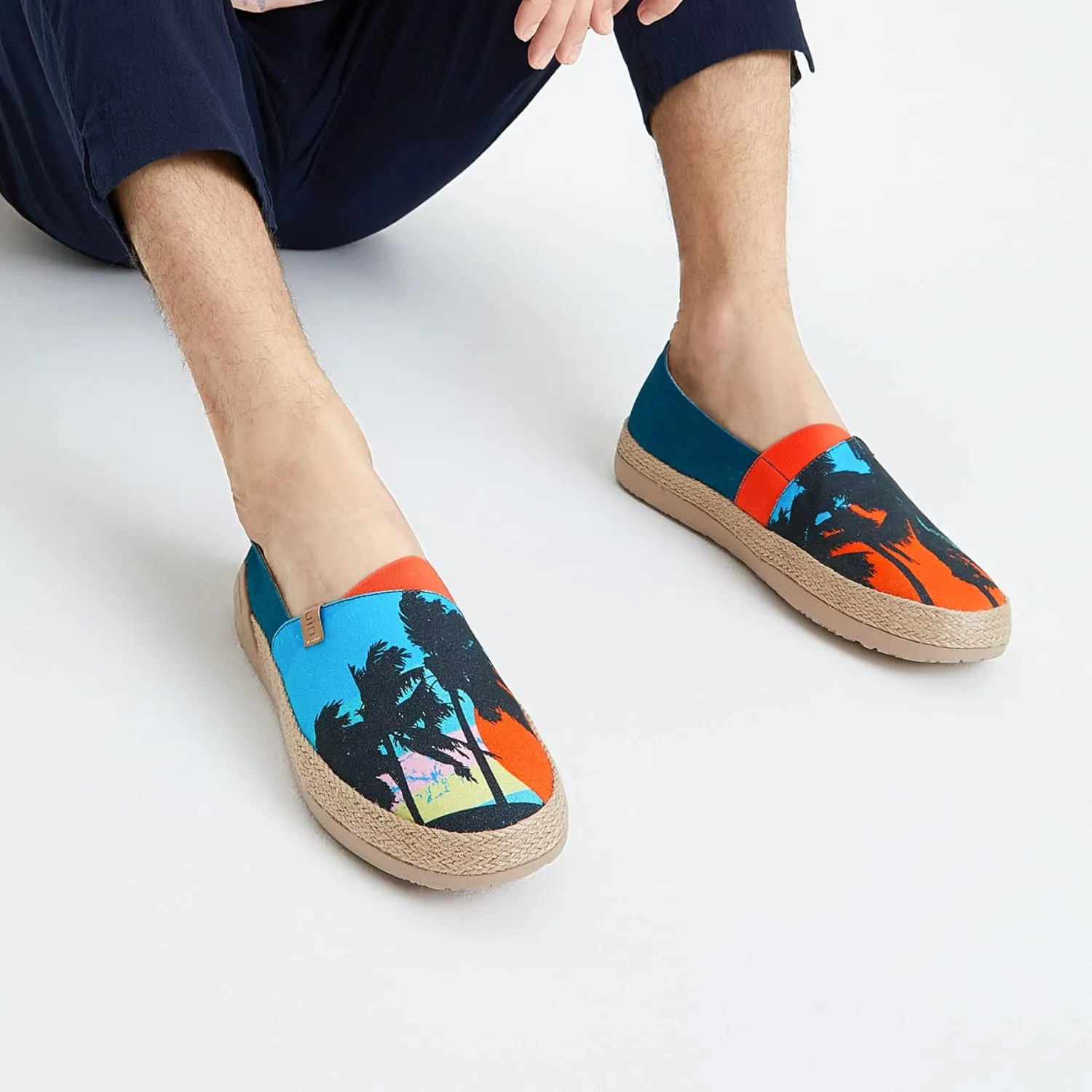 UIN Men's Espadrilles Slip OnsLightweight Walking Casual Loafers Comfortable Art Painted Travel Shoes Marbella Series