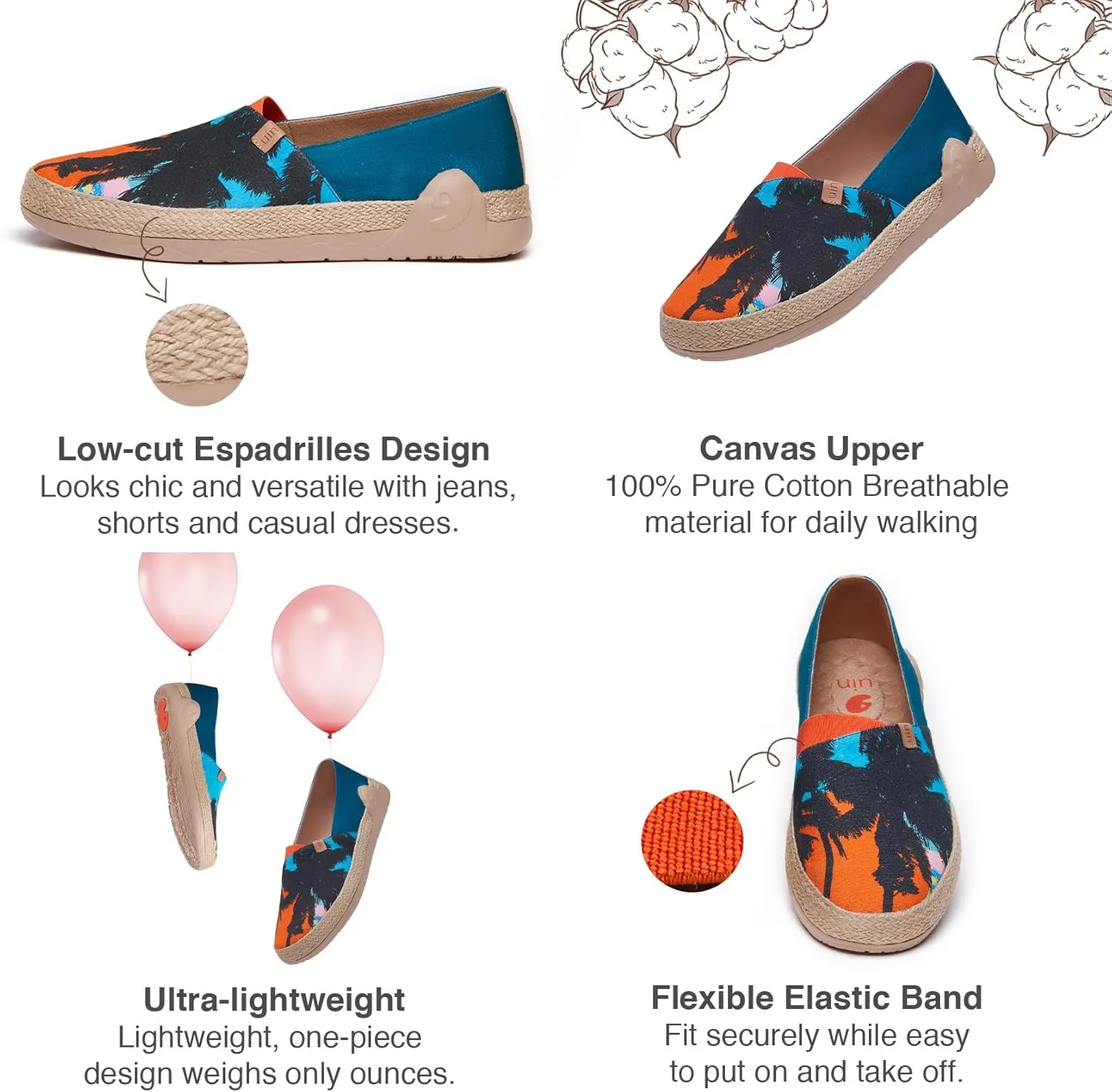 UIN Men's Espadrilles Slip OnsLightweight Walking Casual Loafers Comfortable Art Painted Travel Shoes Marbella Series