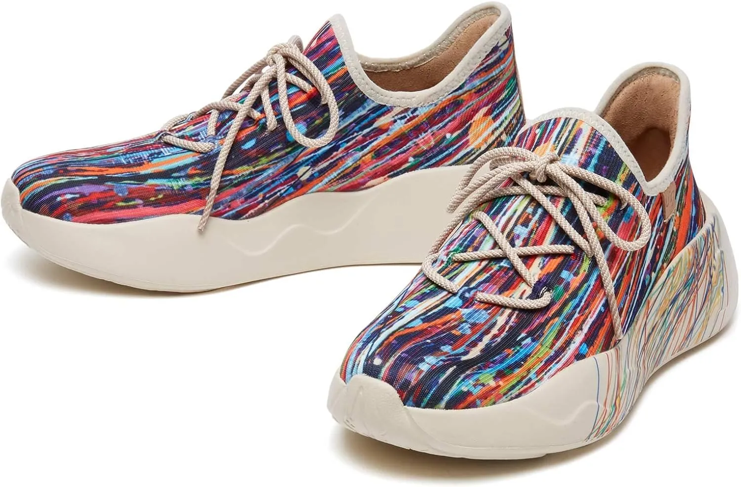 UIN Men's Fashion Sneakers Walking Casual Slip Ons Microfiber Comfortable Lightweight Art Painted Athletic Travel Shoes Mijas