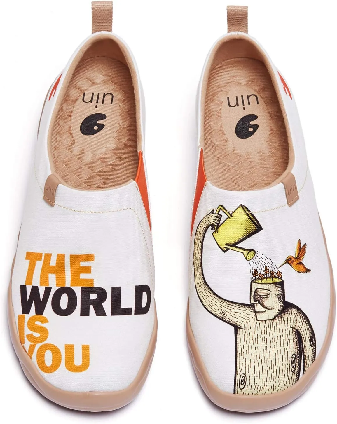 UIN Men's Walking Travel Shoes Slip On Canvas Casual Loafers Lightweight Comfort Art Painted Fashion Sneaker The World is You (12)
