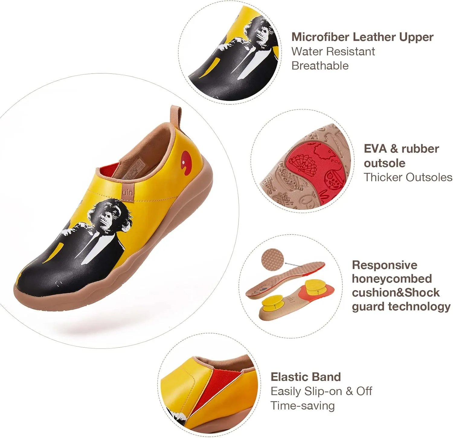 UIN Men's Walking Travel Shoes Slip On Microfiber Casual Loafers Lightweight Comfort Fashion Sneaker