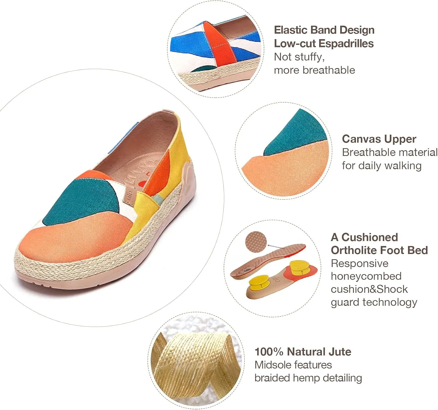 UIN Women's Espadrilles Slip Ons Knitted Lightweight Walking Casual Loafers Comfortable Art Painted Travel Shoes Marbella II