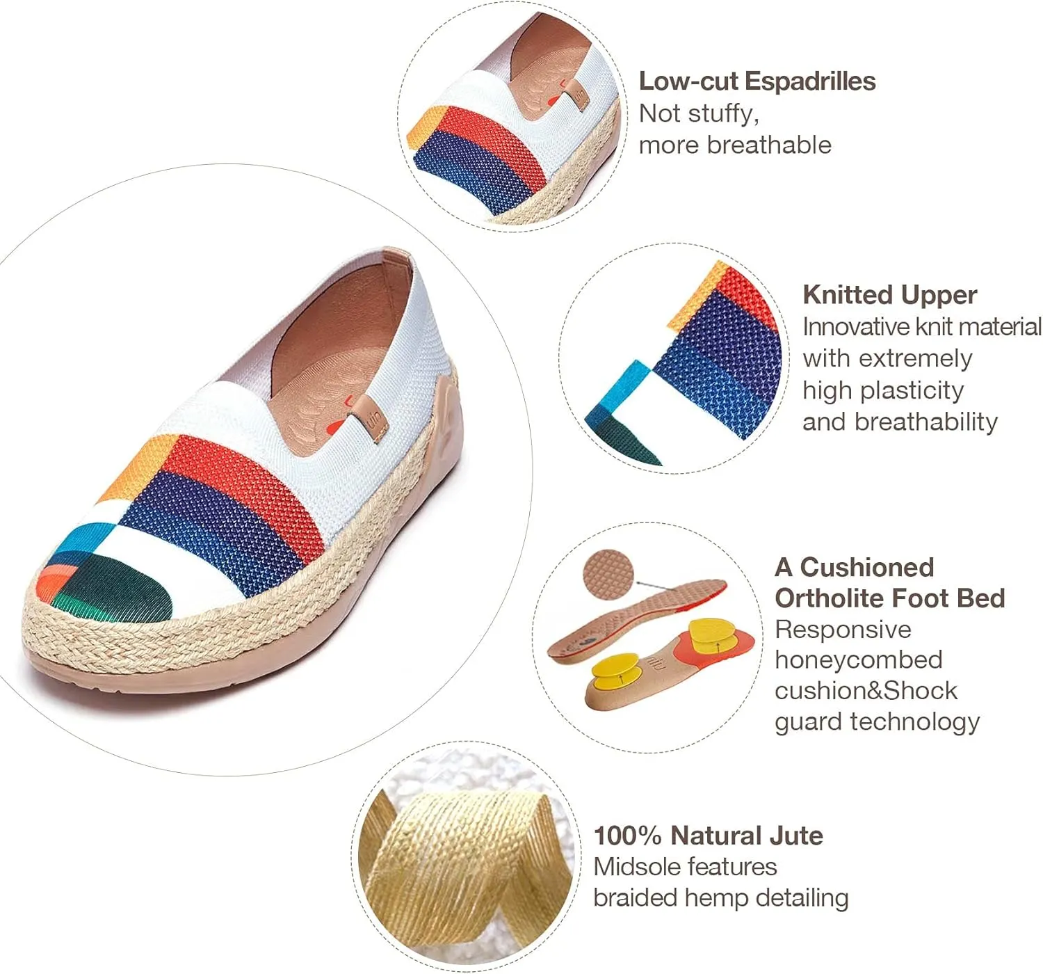 UIN Women's Espadrilles Slip Ons Knitted Lightweight Walking Casual Loafers Comfortable Art Painted Travel Shoes Marbella II