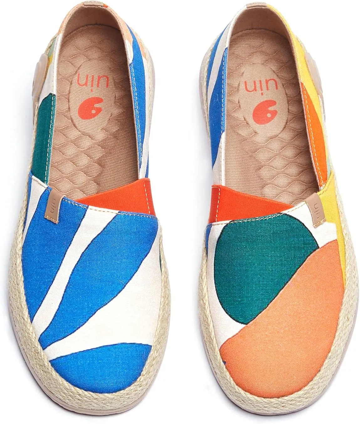 UIN Women's Espadrilles Slip Ons Knitted Lightweight Walking Casual Loafers Comfortable Art Painted Travel Shoes Marbella II