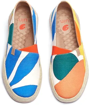 UIN Women's Espadrilles Slip Ons Knitted Lightweight Walking Casual Loafers Comfortable Art Painted Travel Shoes Marbella II