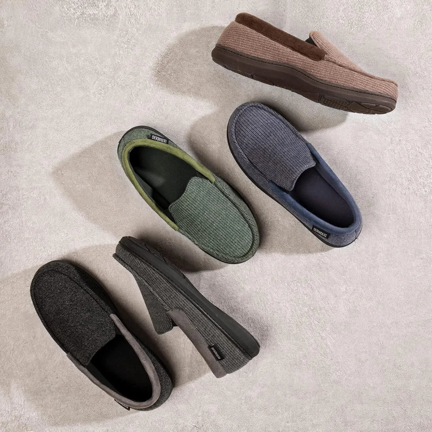 ULTRAIDEAS Men's Carver Slippers Moc Loafer House Shoes Memory Foam