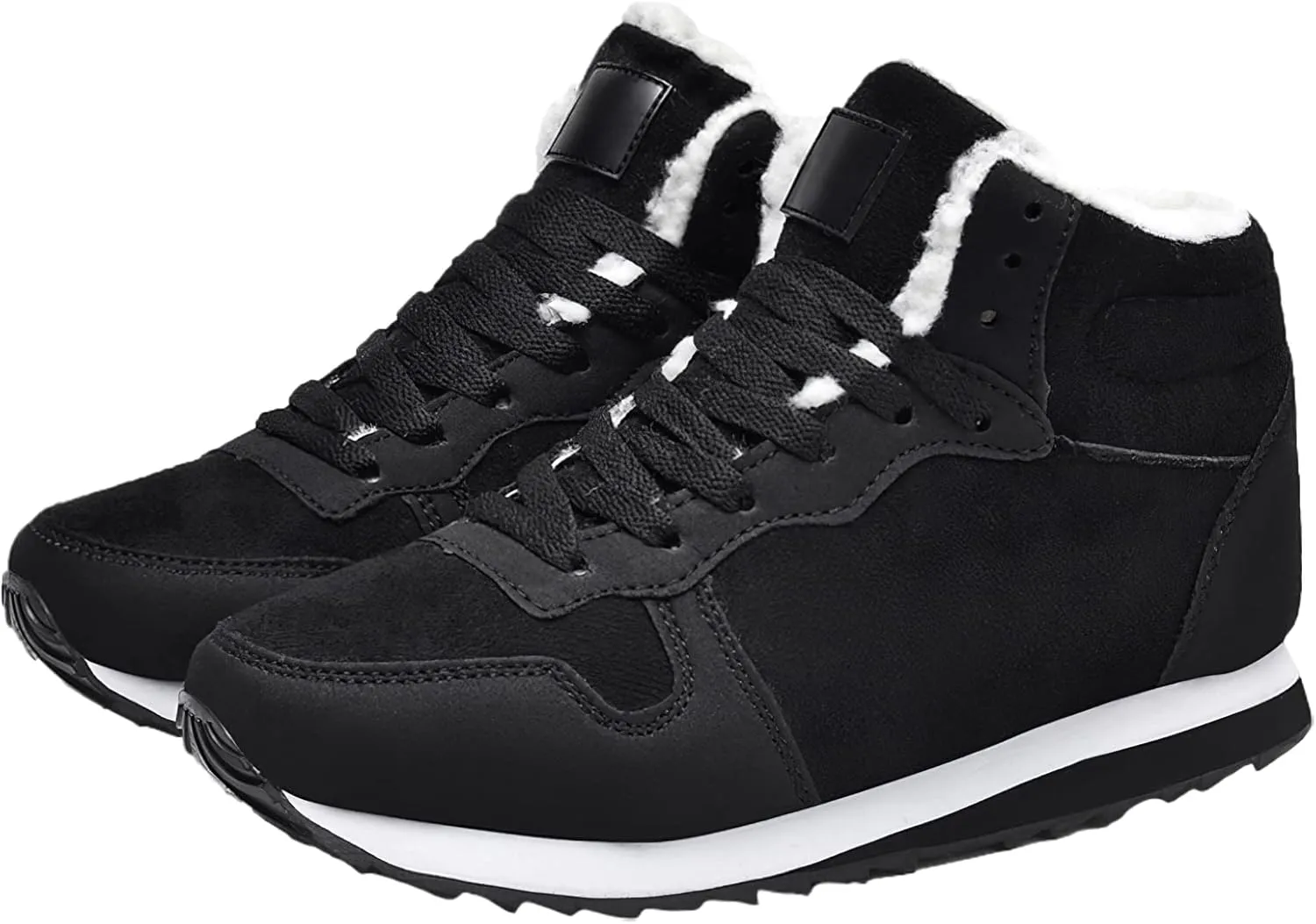 Unisex Men's Women's Plush Sneakers Lightweight High-Top Lace-Up Winter Snow Shoes