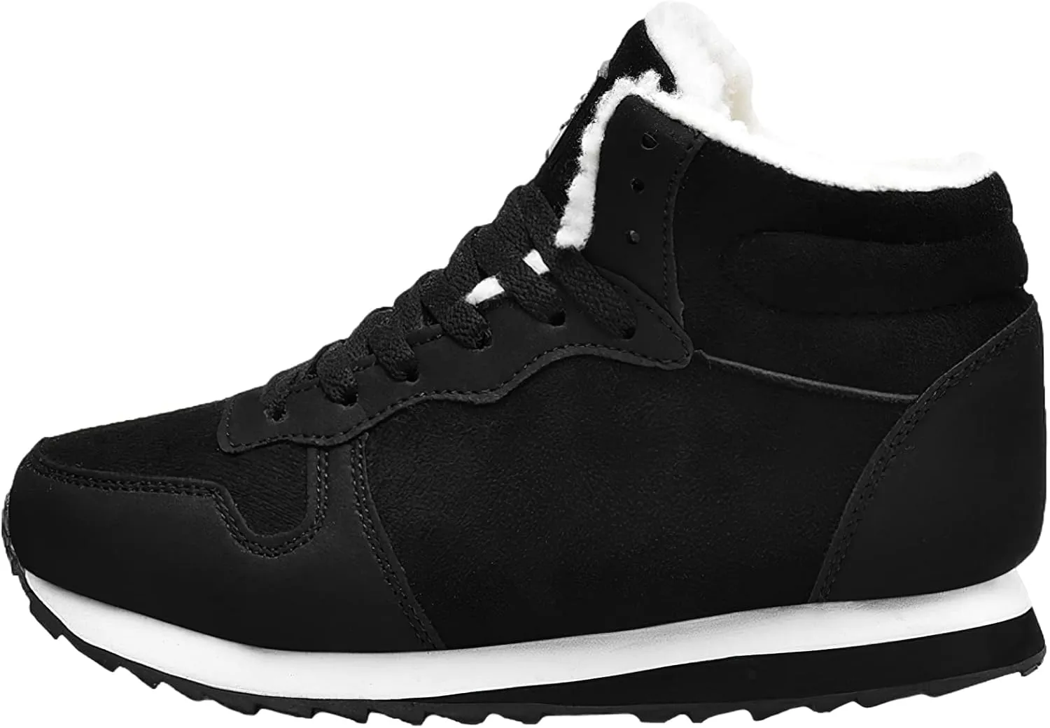 Unisex Men's Women's Plush Sneakers Lightweight High-Top Lace-Up Winter Snow Shoes