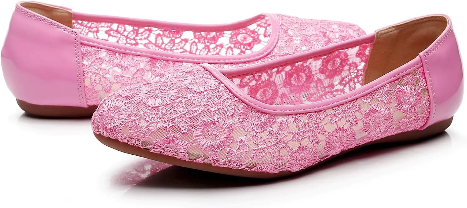 VenusCelia Women's Serenity Breathable Lace Upper Flat