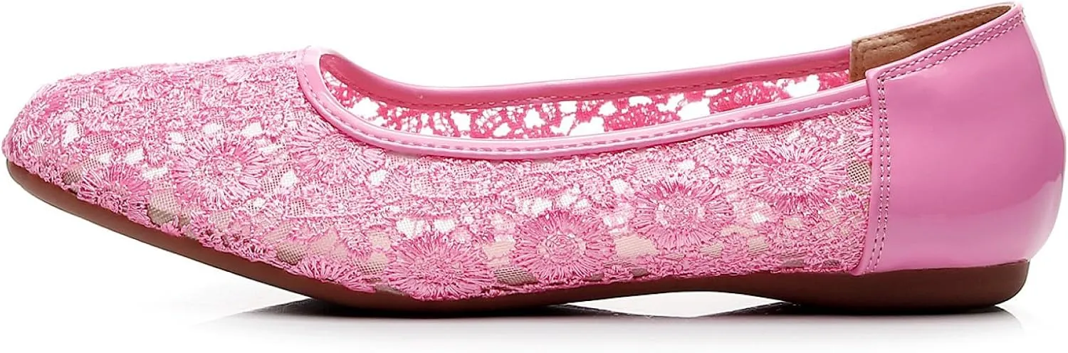 VenusCelia Women's Serenity Breathable Lace Upper Flat