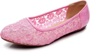 VenusCelia Women's Serenity Breathable Lace Upper Flat
