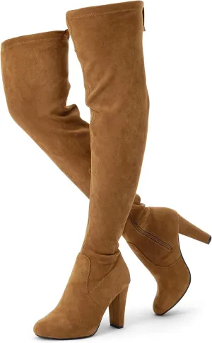 Vepose Women’s Thigh High Over The Knee Boots Suede Fashion Long 3.5 Inch Heel Boots with Zipper
