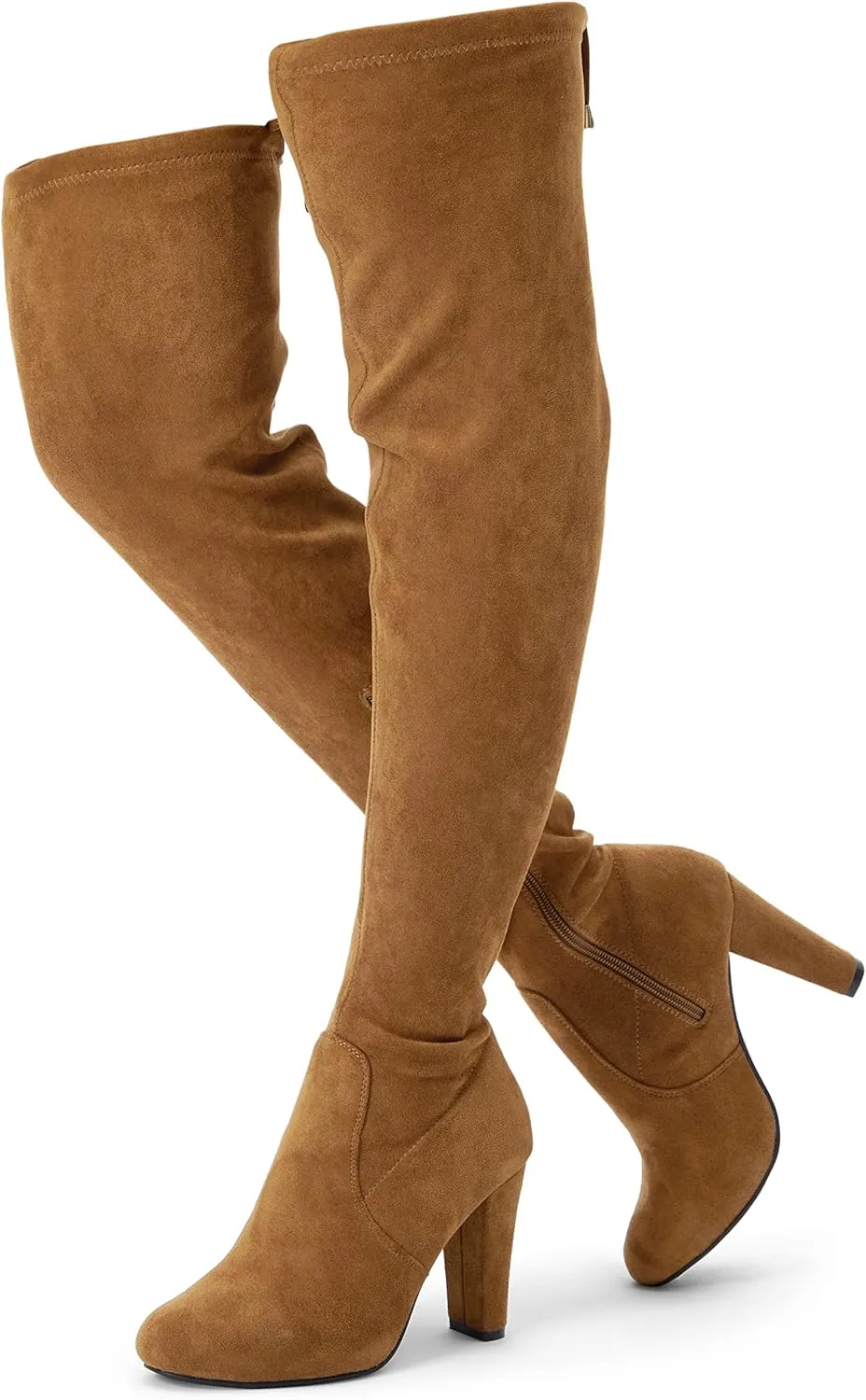 Vepose Women’s Thigh High Over The Knee Boots Suede Fashion Long 3.5 Inch Heel Boots with Zipper