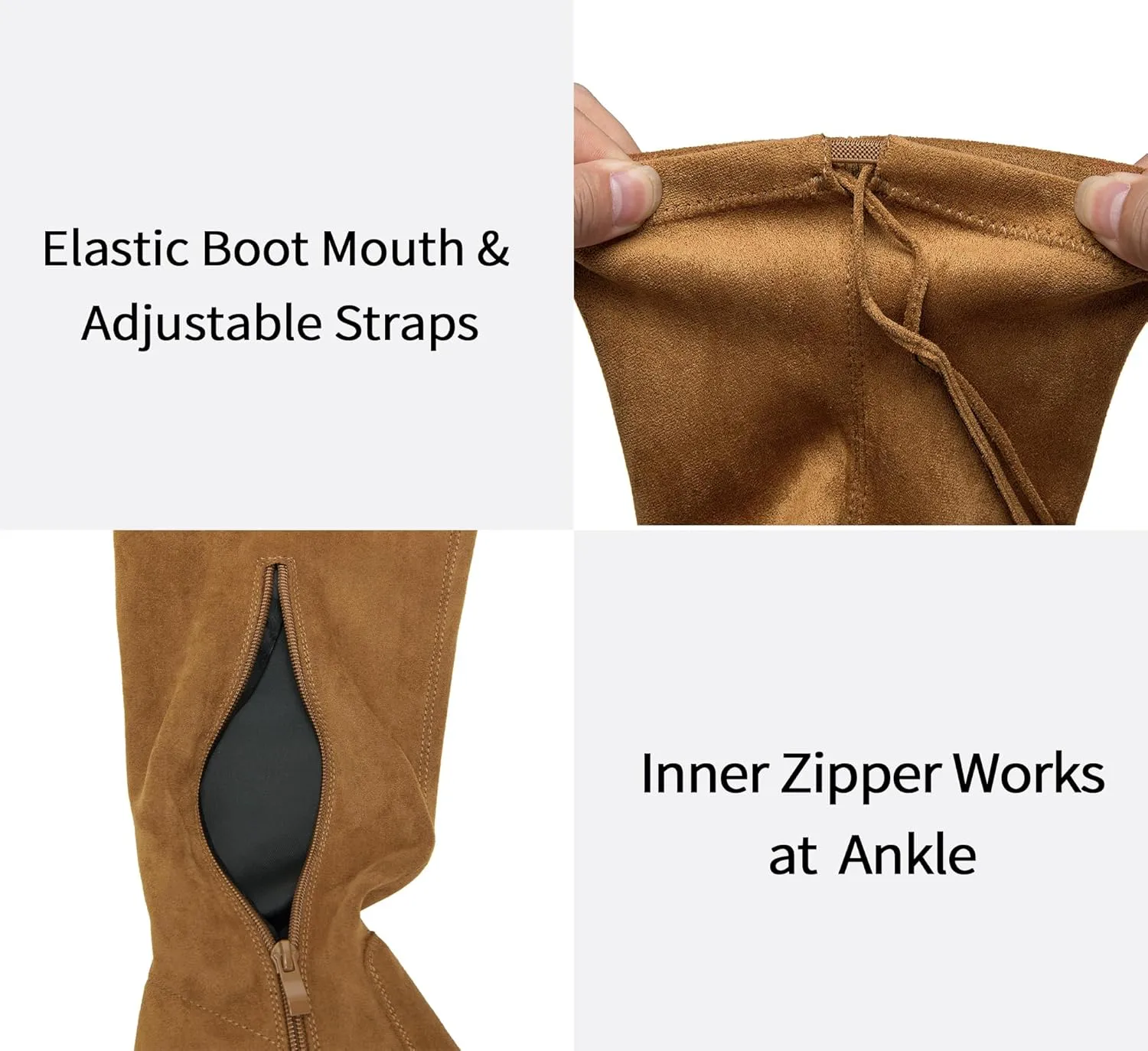 Vepose Women’s Thigh High Over The Knee Boots Suede Fashion Long 3.5 Inch Heel Boots with Zipper