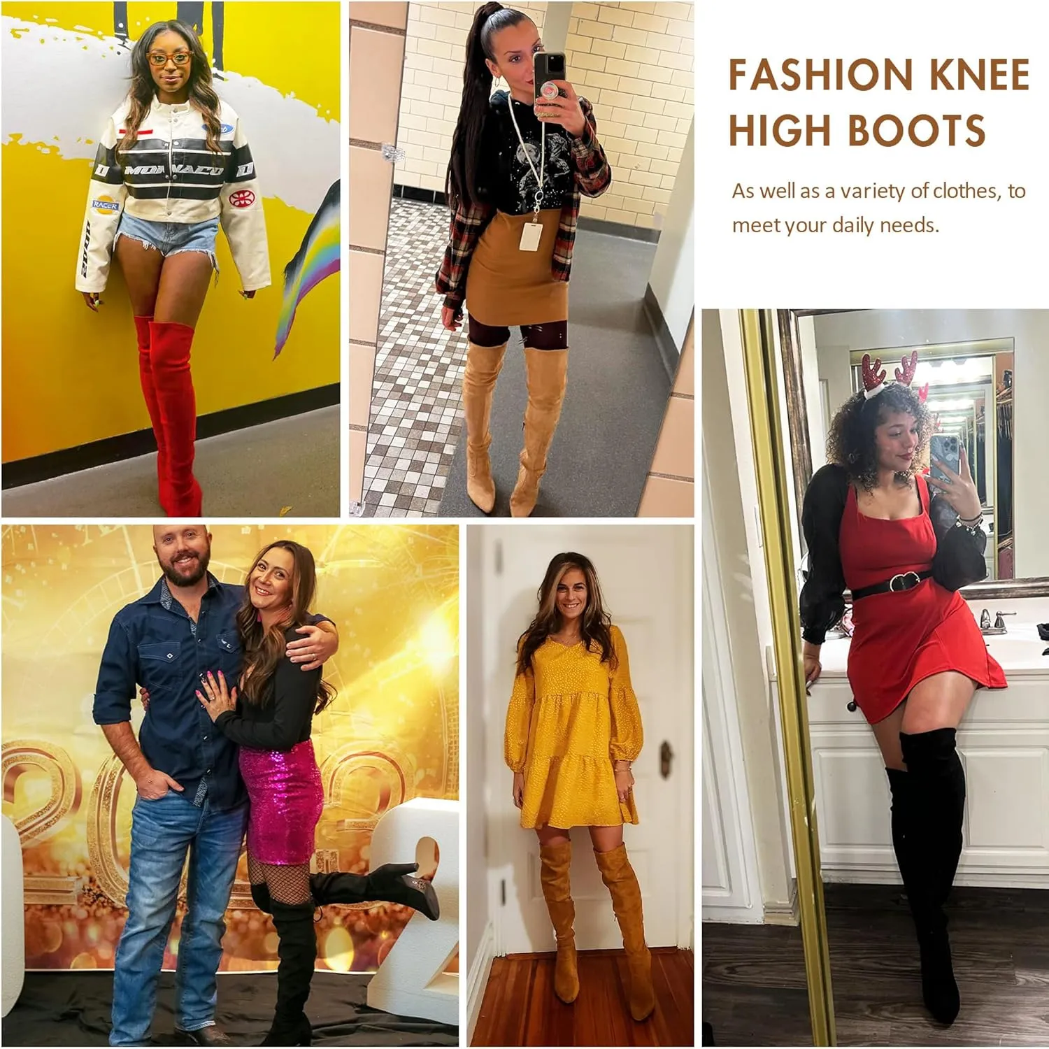 Vepose Women’s Thigh High Over The Knee Boots Suede Fashion Long 3.5 Inch Heel Boots with Zipper